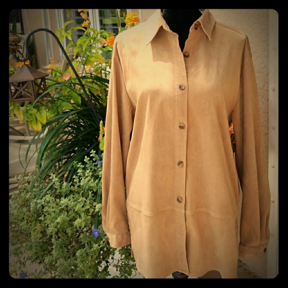 Joanna Stretch Lightweight Buttondown Jacket Sz L